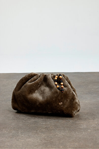 Çantacımstore Women's Drawstring Bag Mink Plush Fur