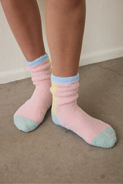 Penti Pink Striped Embroidered Socks