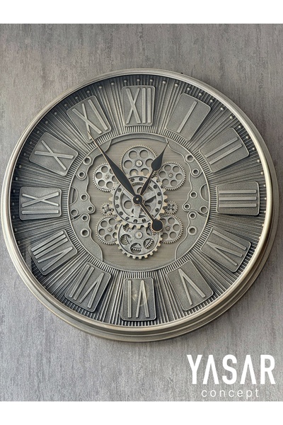 YASAR CONCEPT Ingrano Metal Çarklı Duvar Saati 70 Cm