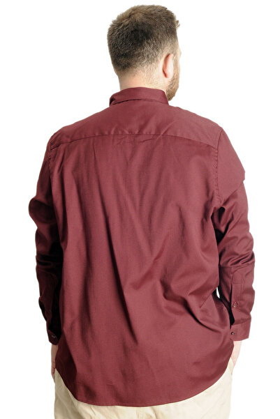 ModeXL Mode Xl Large Size Men's Shirt with U.Sleeve Pocket Oxford 20366 Claret Red