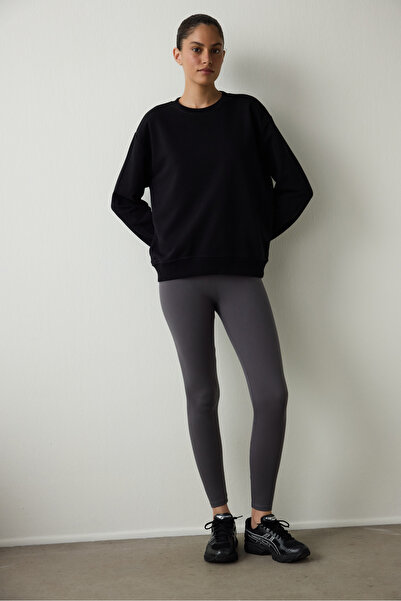 Penti Anthracite High Waist Interlock Detailed Slim Fit Leggings