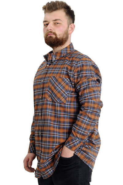 ModeXL Mode Xl Large Size Men's Shirt Plaid Long Sleeve 23300 Tile