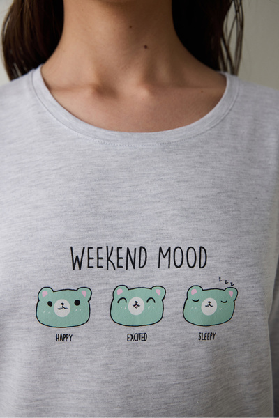 Penti Weekend Mood Langarm-Pyjama-Set aus Baumwolle mit Rundhalsausschnitt