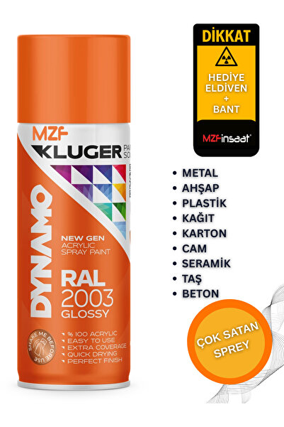 MZF KLUGER SPREY BOYA AHŞAP-METAL-PLASTİK- RÜTUŞ- BOYASI Ral 2003 Parlak Turuncu