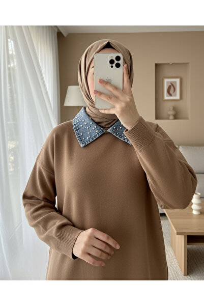 Modamorfo Kot Gömlek Yakalı Triko Takım -Vizon