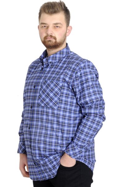 ModeXL Mode Xl Large Size Men's Shirt Plaid Long Sleeve 23300 Dark Saks