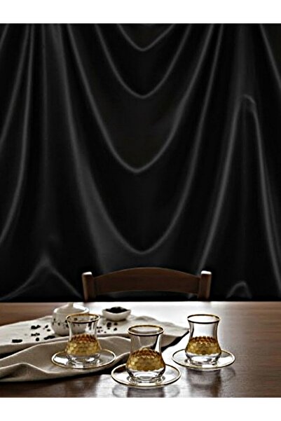 DECOSTYLE Petek 12 Parça Cam Çay Takımı – 6 Adet Çay Bardağı + 6 Adet Tabak