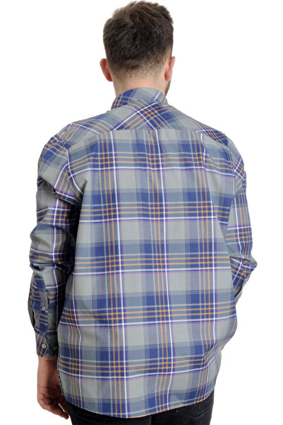ModeXL Mode Xl Large Size Men's Shirt Plaid Long Sleeve 23300 Light Brown
