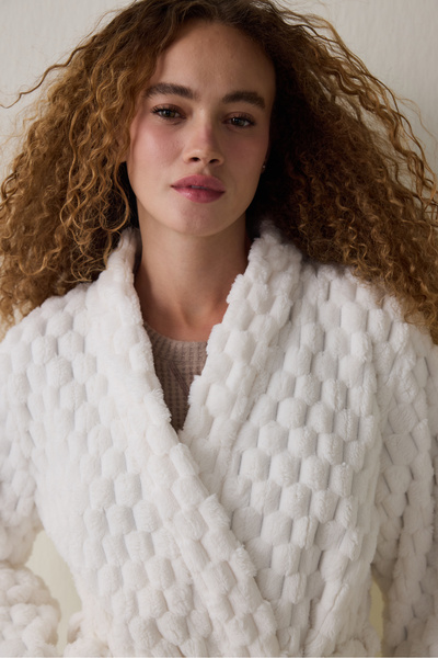 Penti Off-White Dreamy Fluffy Belted Dressing Gown