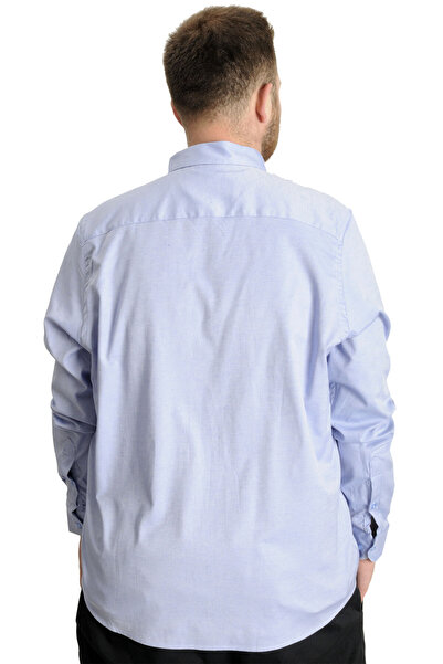 ModeXL Чоловіча сорочка Оксфорд - з кишенями на рукавах, великий розмір, синя 20366