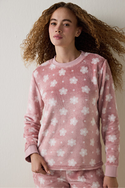 Penti Pink Pretty Daisies Floral Crew Neck Long Sleeve Pajama Set