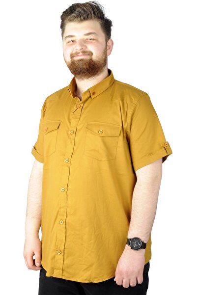 ModeXL Plus Size Shirt Double Pocket Cover Brown