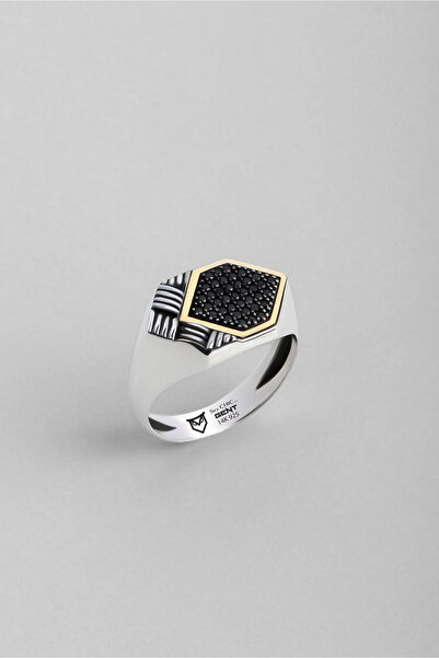 So CHIC... Athena Kalkanı 14 Ayar Altın Erkek Gümüş Yüzük