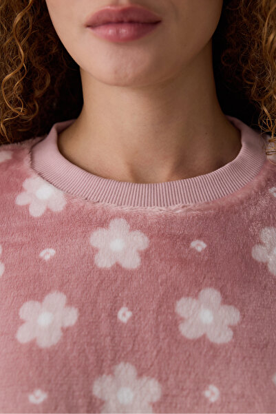 Penti Pink Pretty Daisies Floral Crew Neck Long Sleeve Pajama Set
