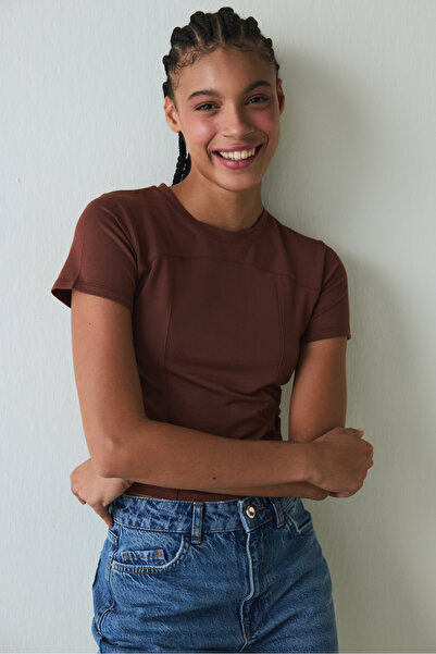 Penti Cappuccino Crew Neck Slim Fit Modal Baby Tee T-Shirt