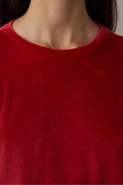 Penti Red Comfy Time Crew Neck Plaid Pajama Set