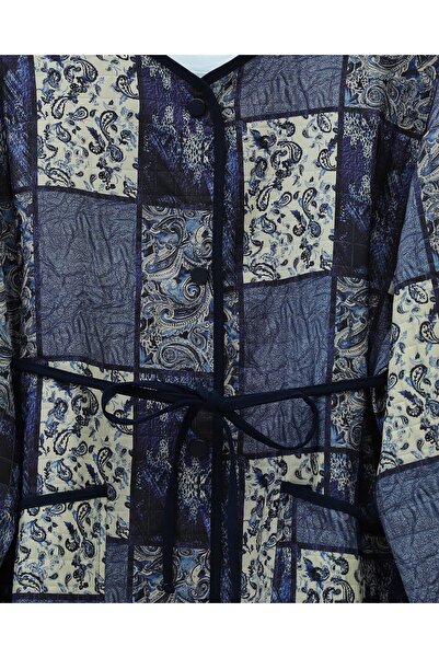 Modamorfo Μπουφάν με έθνικ σχέδιο με διπλωμένο μανίκι και κορδόνι στη μέση - Ινδικό