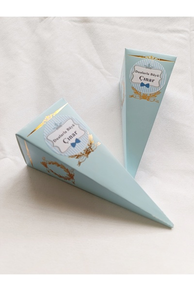 SuNaz Mevlüt Şekeri mevlid hediyesi Gold Varaklı Mavi Külah Kutu Bebek ,ev,kına Mevlüt Şekeri 10külah X 100gr
