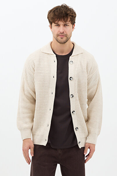 Tarz Cool Men's Stone Button Detailed Regular Fit Cardigan