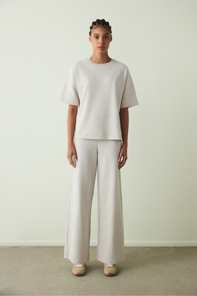 Penti Beige Melange Warm Touch Crew Neck Oversize T-Shirt