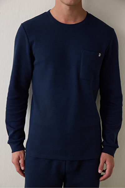 Penti Navy Blue Men's Pajama Set with Pockets