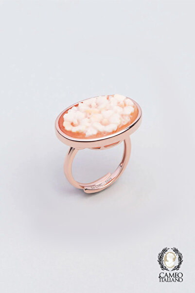 So CHIC... Cameo Italiano 18 Ayar Rose Altın Kaplama Ayarlanabilir Gümüş Yüzük