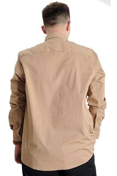 ModeXL Mode XL Large Size Men's Classic Shirt Lycra 20351 Brown