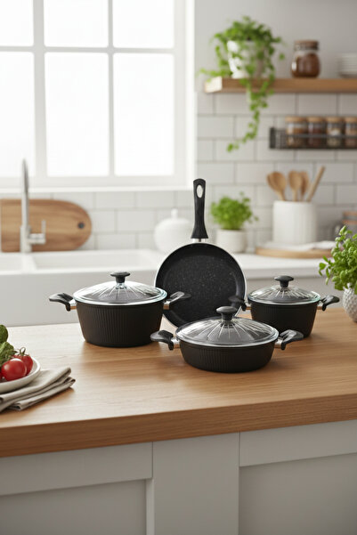 StarHouse مجموعة أواني طهي ومقالي من الجرانيت غير القابل للالتصاق من ستيلا مك...