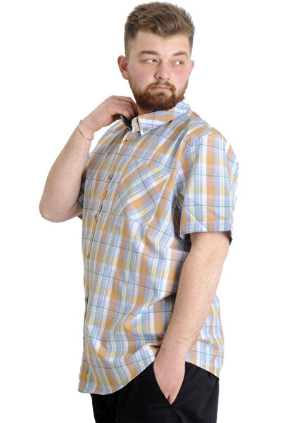 ModeXL Green Large Size Men's Shirt - Plaid, Short Sleeve, Mode XL 23301