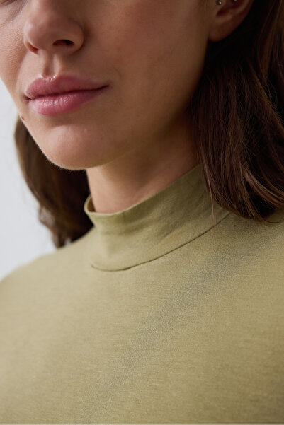 Penti Khaki Half Turtleneck 3/4 Sleeve Slim Fit Top