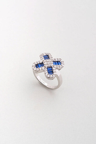 So CHIC... Yakamoz Çiçeği 18 Ayar Beyaz Altın Kaplama Gümüş Yüzük