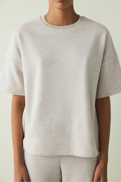 Penti Warm Touch Ss Dark Gray Melange Oversized Top