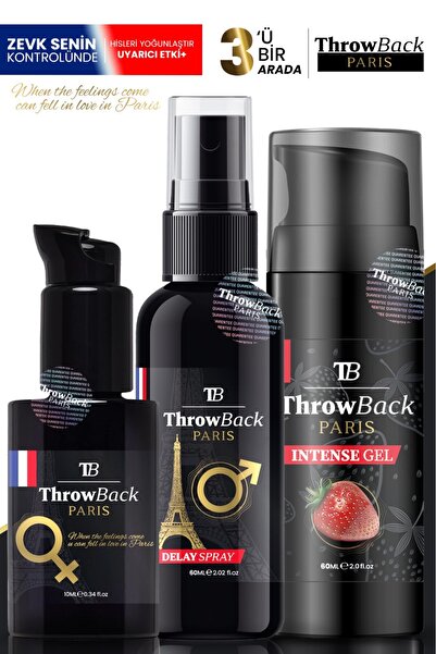 T&B PARIS 3'Lü Set Kadın U.yarıcı Jel Ve Erkek Uzun Deneyim Sprey & Kayganlaş...