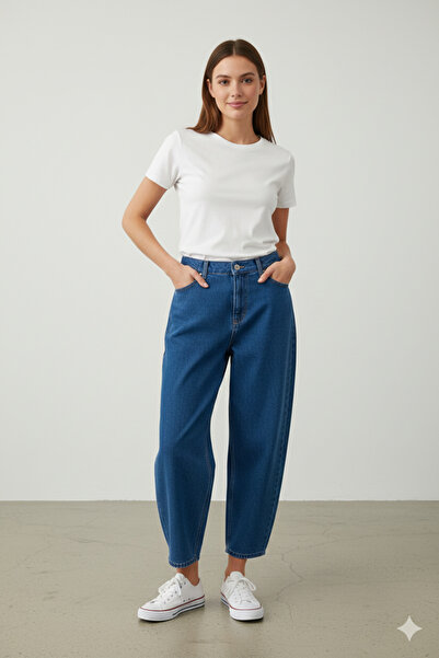 HACKER DENIM toka detaylı bol kesim baggy pantolon 483