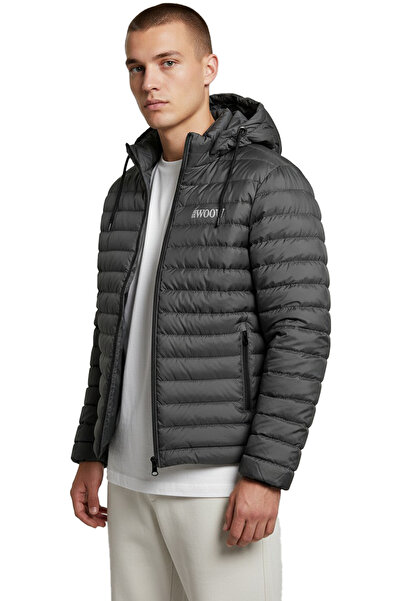 THE WOOW Kapüşonlu Füme Şişme Mont - Erkek