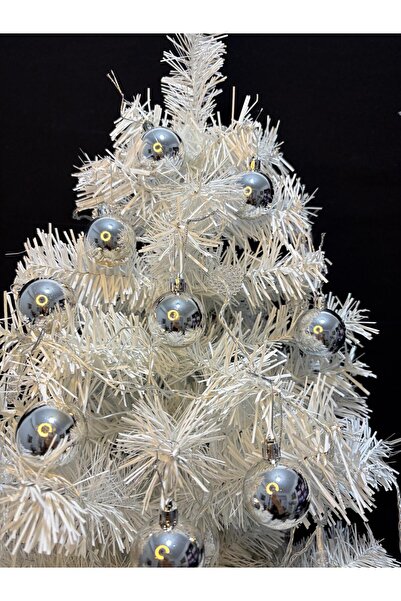 ENG PARTİ DÜNYASI Silver Color Christmas Tree Ornament 5cm Set of 24 – Shiny ...