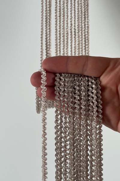 ARIKAN HOME Bej-gümüş Renk Simli Bukle Ip Serisi Yüksek Kalite Dokuma Özel Ölçü Ip Perde