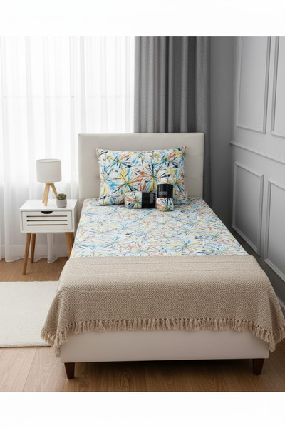 Home Patterned Single Elastic Sheet Set (Set)