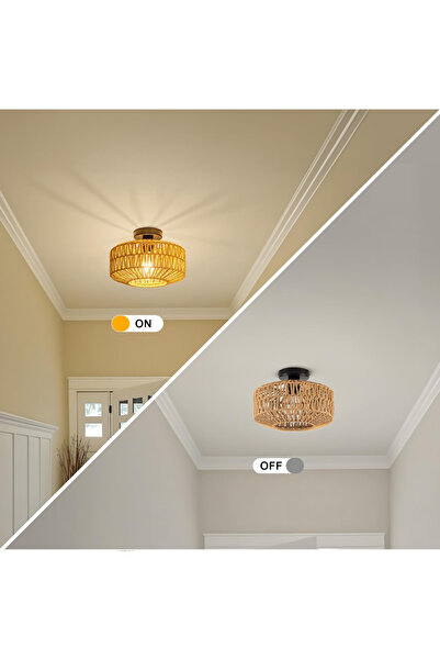 Generic Leon Home Handmade Rattan Pendant Lamp - Bohemian Ceiling Light for Bedroom, Kitchen, Living Room