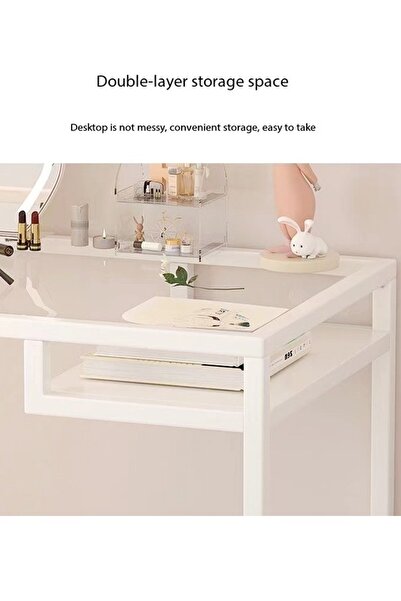 Raffine Multifunction Transparent Desk Dressing Table 100x50x73 cm - White
