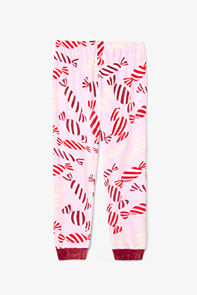 Penti Pink Girl's Candy New Year Patterned Soft Textured Pajama Set