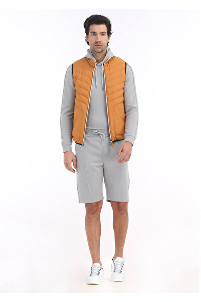 Ramsey Orange Regular Fit Stand Collar Casual Woven Sports Vest