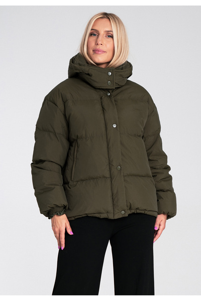 Figl Geacă de damă cu puf și glugă - Jachetă de damă oliv M1229 mărimea M