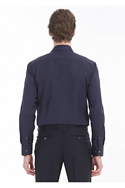 Ramsey Πουκάμισο με κανονική εφαρμογή Navy Blue Classic από βαμβακερό μείγμα