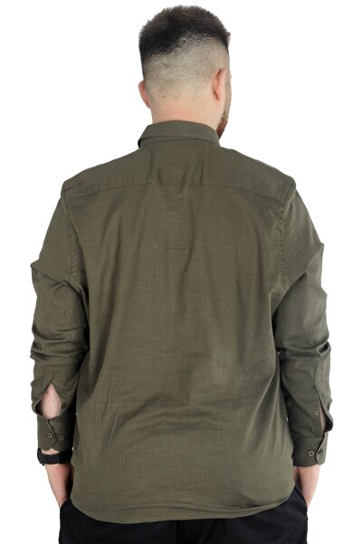 ModeXL Men's Linen Pocket Shirt - Plus Size, Khaki 20386