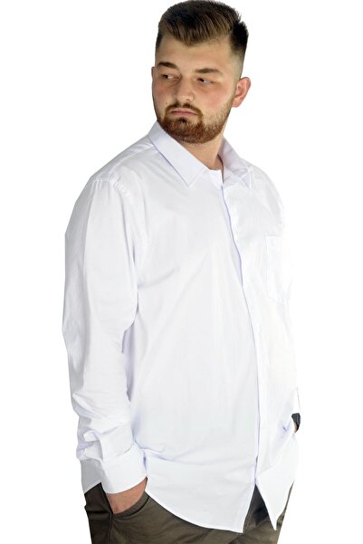 ModeXL Mode Xl Plus Size Men's Classic Pocket Shirt Lycra 20350 White