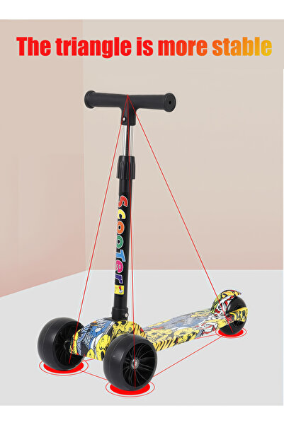 Generic Leon Home Kids Folding Scooter 3 Wheel Flash Pedal Scooter for kids 2-12 years old