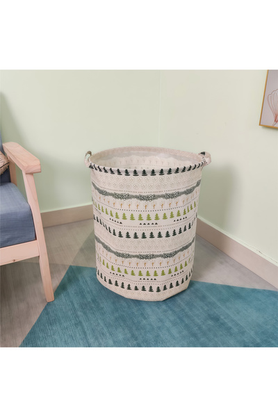 Generic Leon Home Cotton and Linen Laundry Basket with Waterproof Inner, Freestanding, Handmade