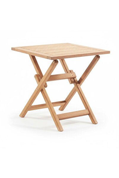 ReHome Truva 80x80 cm İroko Katlanabilir Kare Bahçe Balkon Mutfak Teras Masası