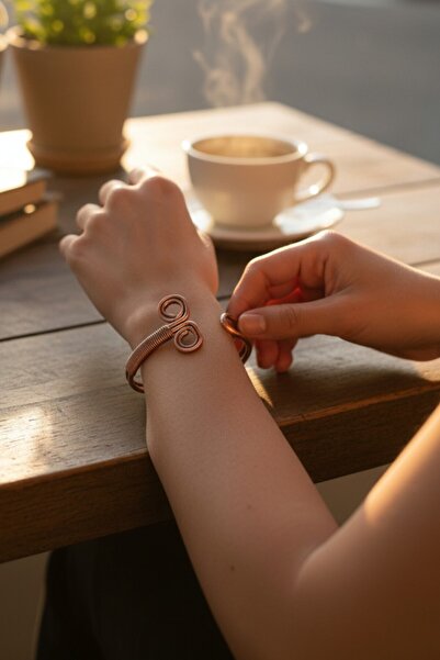Otto Man Steel Jewelry Kadın Bakır Bileklik Koç Burcu Model Kelepçe Bilezik M...